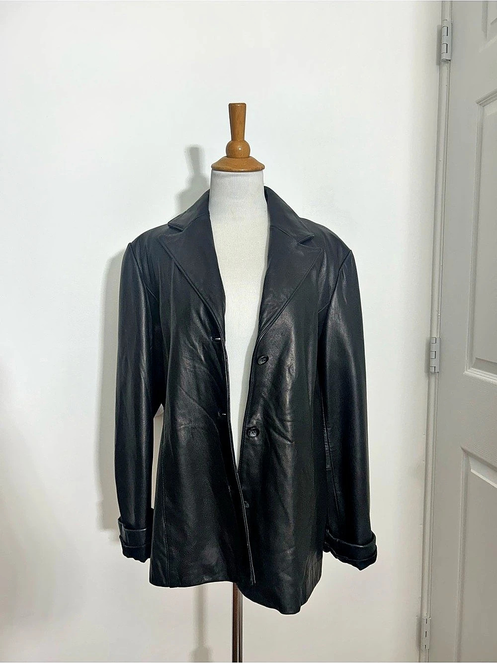 Pritti Women's 100% Leather Blazer Jacket in Black Size Large